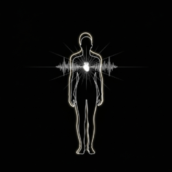 Ilustración conceptual de la fusión de identidad y sintonía de frecuencia para la manifestación.